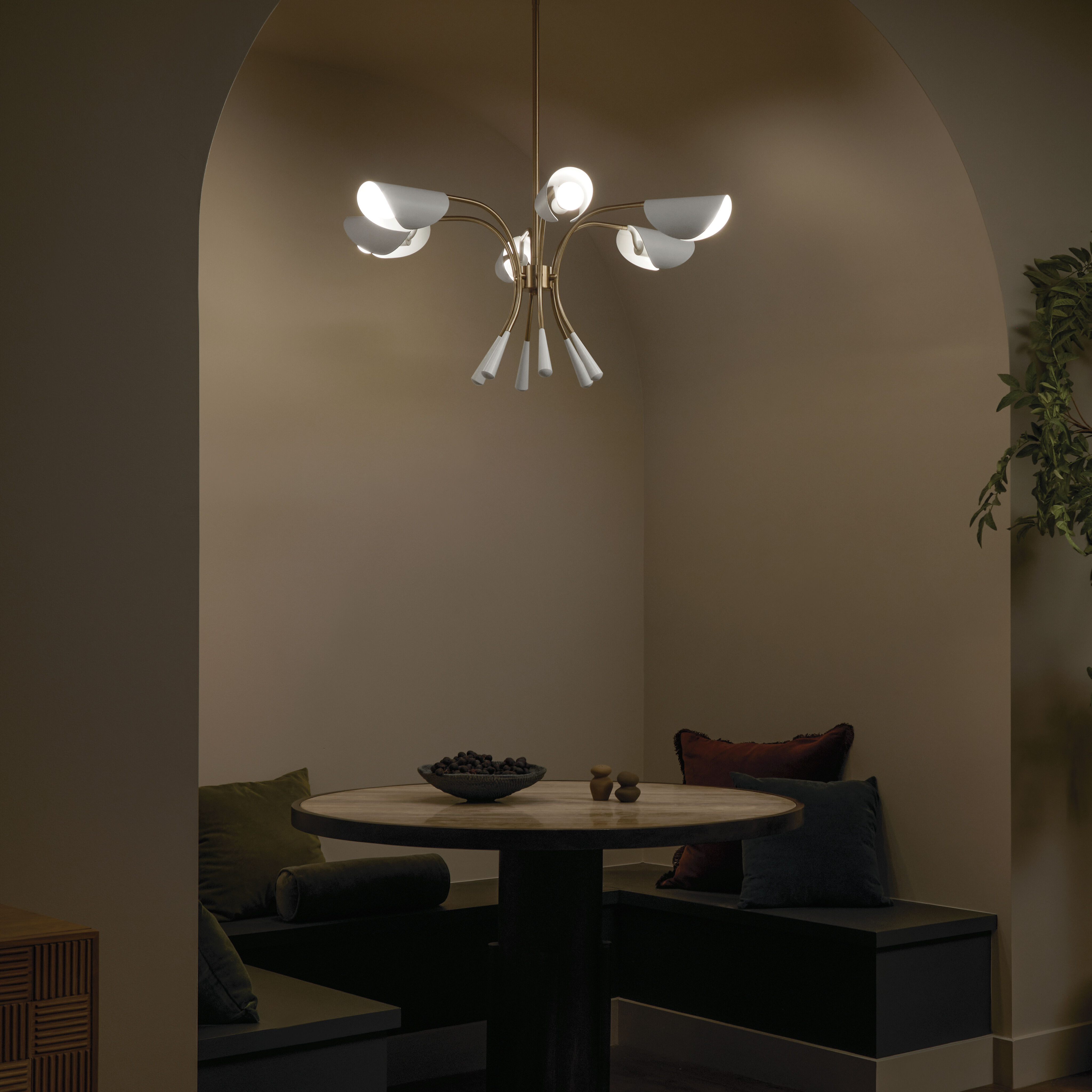 Arcus LED 39.25 inch Champagne Bronze with White Chandelier Ceiling Light